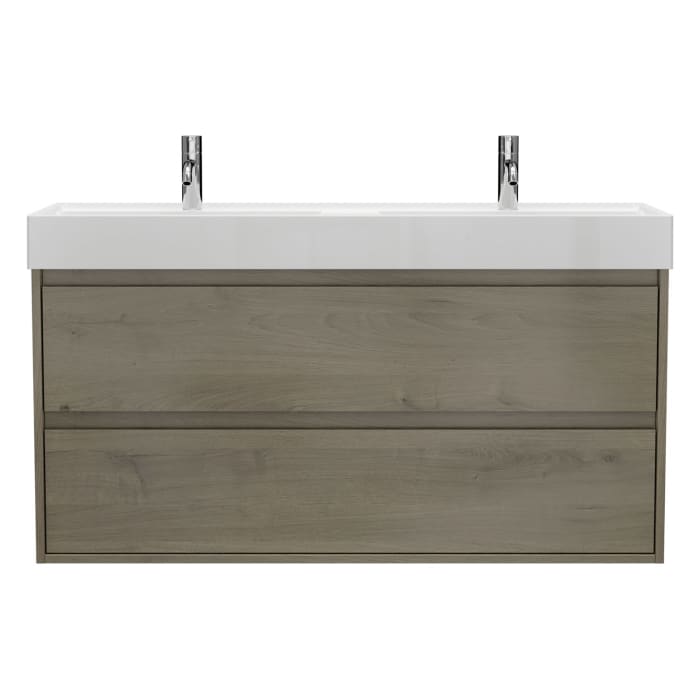 burgbad Devio Mineralguss-Waschtisch mit Unterschrank 120,5 cm, 2 Auszüge