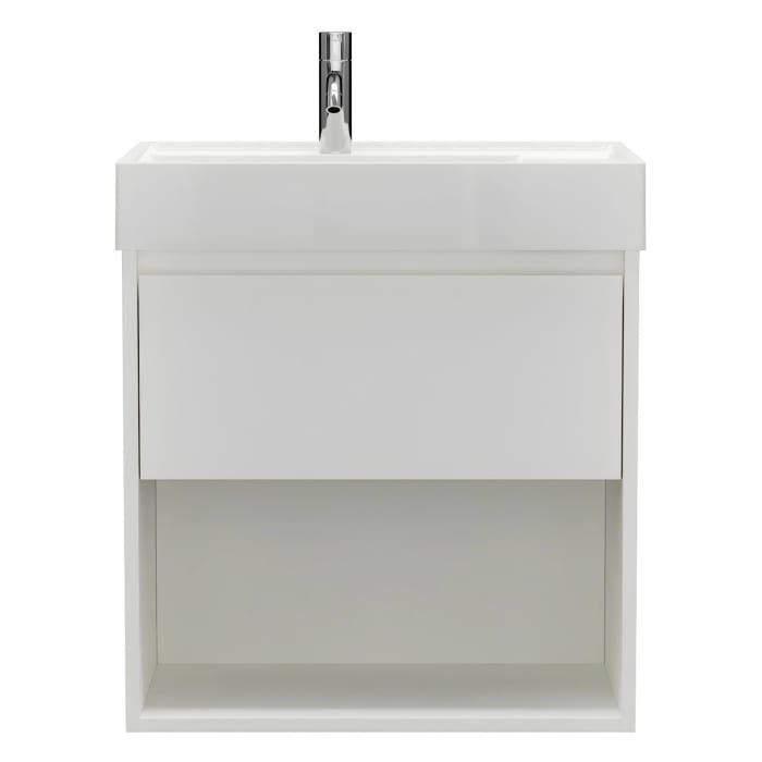 burgbad Devio Mineralguss-Waschtisch mit Unterschrank 60,5 cm, 1 Auszug