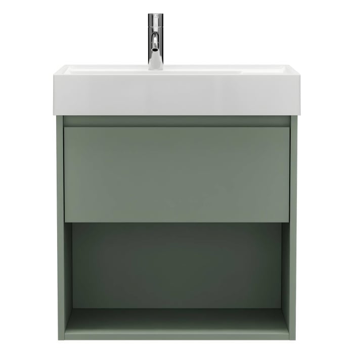 burgbad Devio Mineralguss-Waschtisch mit Unterschrank 60,5 cm, 1 Auszug