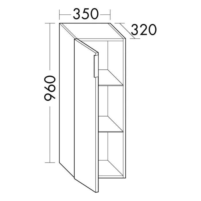 burgbad Eqio Halbhoher Schrank 35 x 32 x 96 cm Links, mit Stangengriff G0234