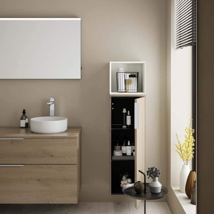 burgbad Eqio Halbhoher Schrank 35 x 32 x 96 cm Rechts, mit Griff G0146