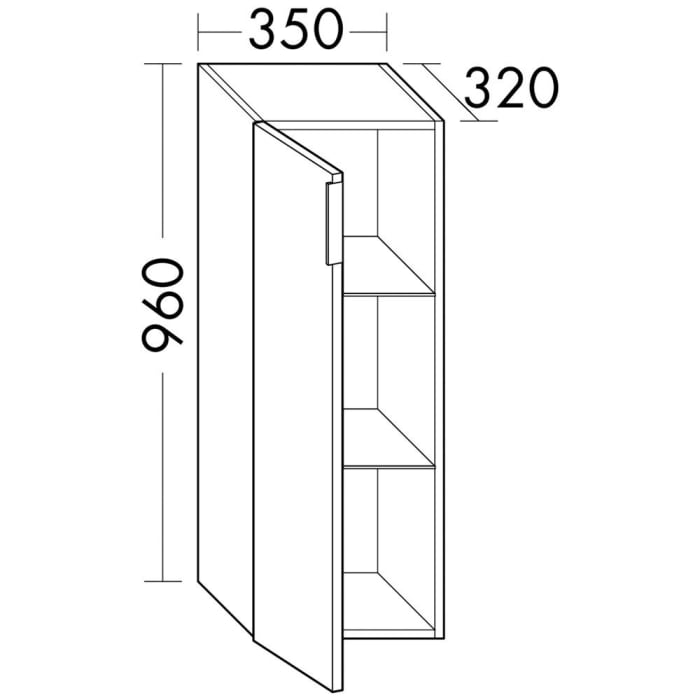 burgbad Eqio Halbhoher Schrank 35 x 32 x 96 cm Links, mit Stangengriff P95