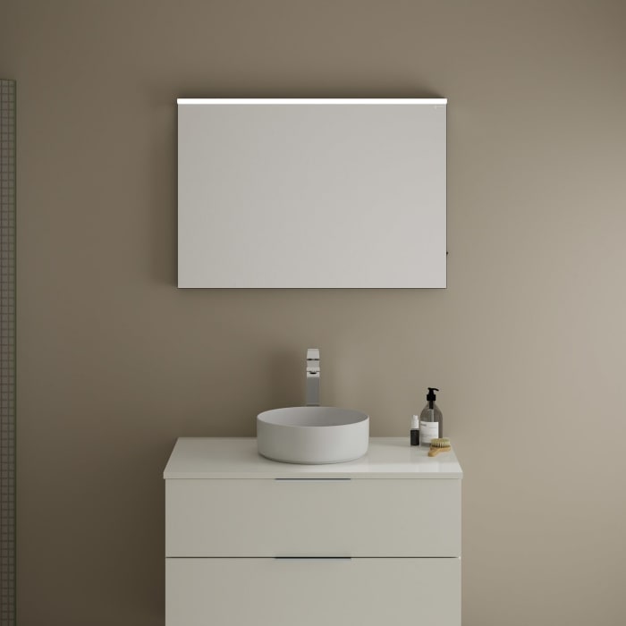 burgbad Eqio Leuchtspiegel mit LED Aufsatzleuchte 90 cm