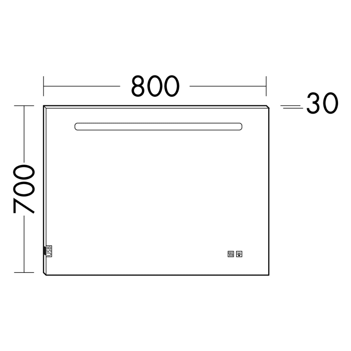 burgbad Eqio Leuchtspiegel mit LED-Beleuchtung horizontal 80 cm