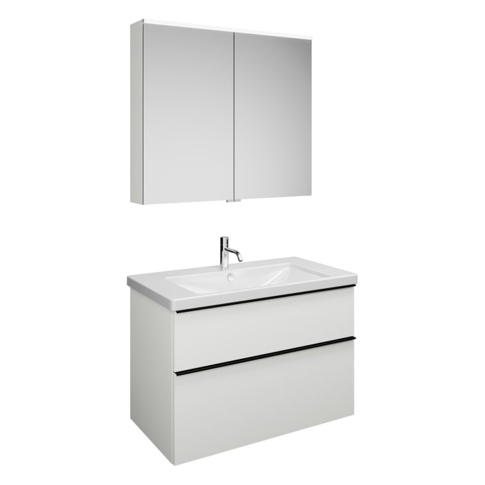 burgbad Eqio Möbelkombination inkl. Keramik-Waschtisch 93 cm, mit Griffleiste G0252