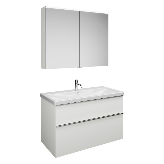 burgbad Eqio Möbelkombination inkl. Keramik-Waschtisch 103 cm, mit Griffleiste G0251