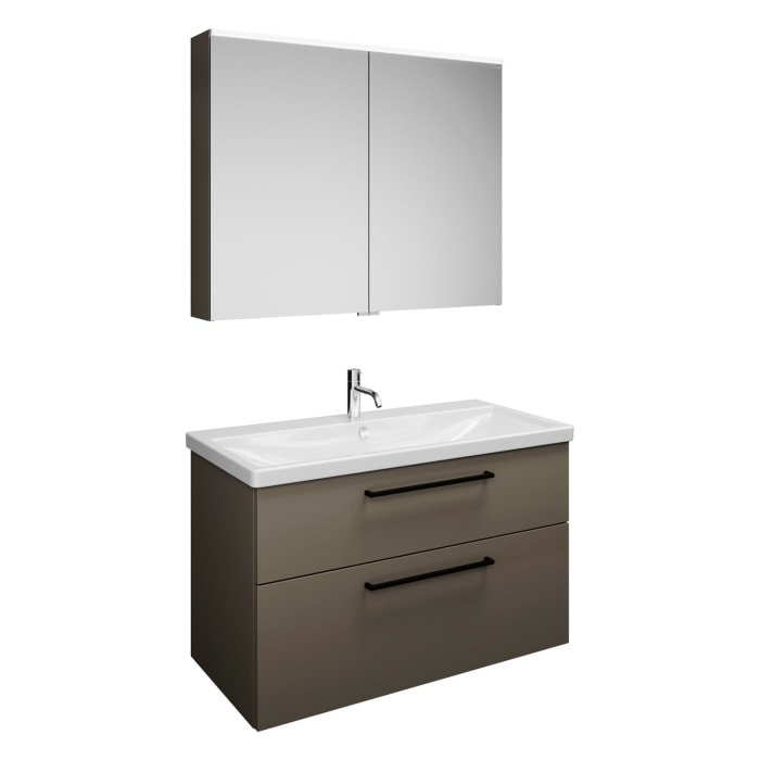 burgbad Eqio Möbelkombination inkl. Keramik-Waschtisch 103 cm, mit Stangengriff G0234