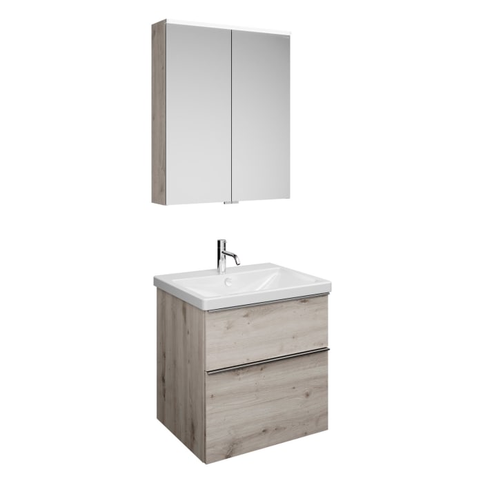 burgbad Eqio Möbelkombination inkl. Keramik-Waschtisch 65 cm, mit Griffleiste G0251