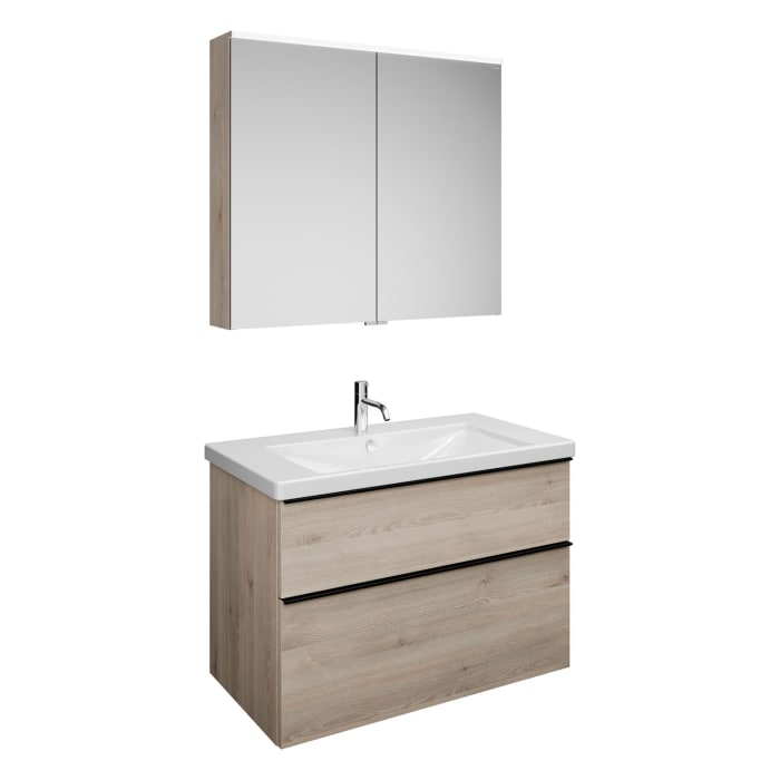 burgbad Eqio Möbelkombination inkl. Keramik-Waschtisch 93 cm, mit Griffleiste G0252