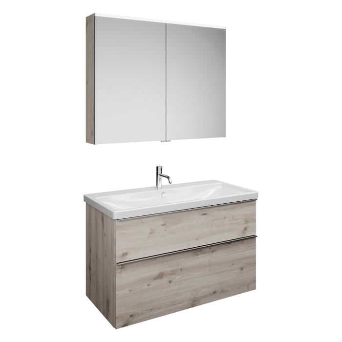 burgbad Eqio Möbelkombination inkl. Keramik-Waschtisch 103 cm, mit Griffleiste G0251