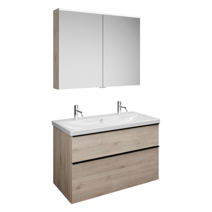 burgbad Eqio Möbelkombination inkl. Keramik-Waschtisch 103 cm, mit Griffleiste G0252