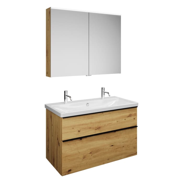 burgbad Eqio Möbelkombination inkl. Keramik-Waschtisch 103 cm, mit Griffleiste G0252