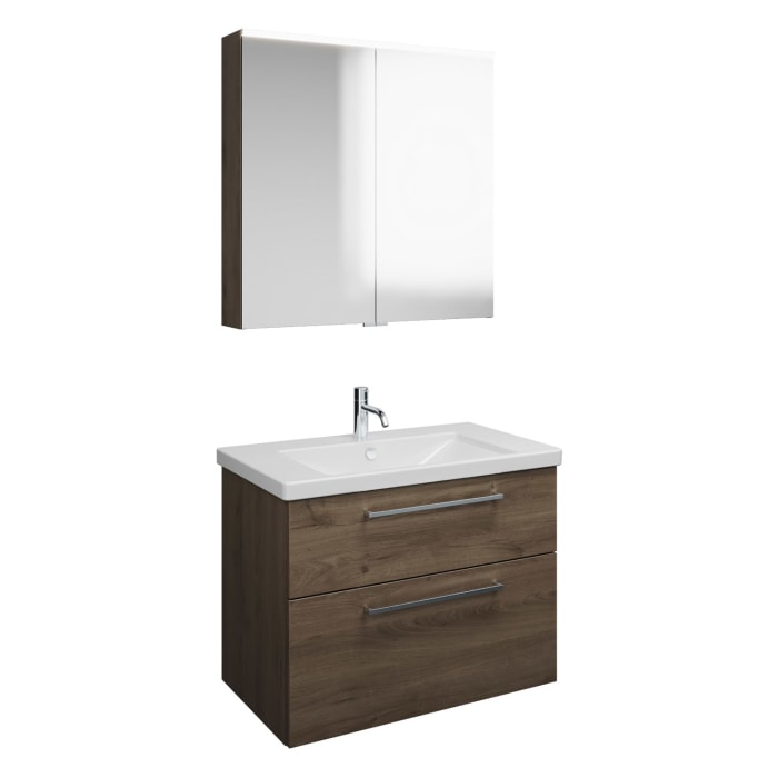 burgbad Eqio Möbelkombination inkl. Keramik-Waschtisch 83 cm, mit Stangengriff P95