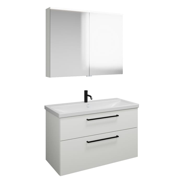 burgbad Eqio Möbelkombination inkl. Keramik-Waschtisch 103 cm, mit Stangengriff G0234