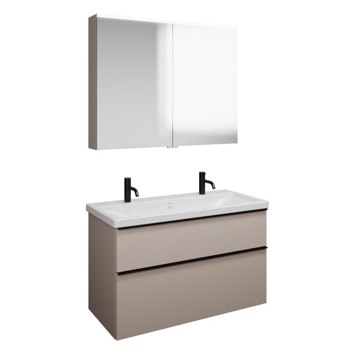 burgbad Eqio Möbelkombination inkl. Keramik-Waschtisch 103 cm, mit Griffleiste G0252