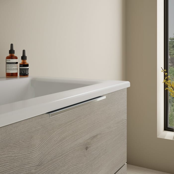 burgbad Eqio Badmöbel-Set 65 cm mit Keramik-Waschtisch Slim und Unterschrank mit Griff G0146, mit Spiegelschrank