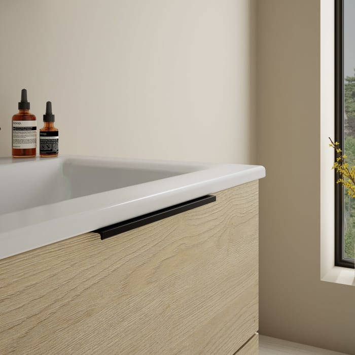 burgbad Eqio Badmöbel-Set 65 cm mit Keramik-Waschtisch Slim und Unterschrank mit Griff G0200, mit Spiegelschrank