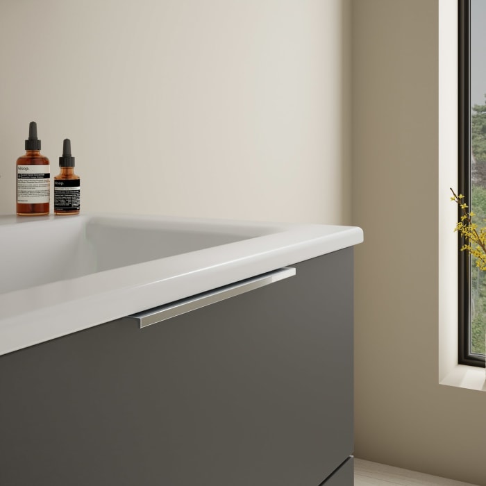 burgbad Eqio Badmöbel-Set 65 cm mit Keramik-Waschtisch Slim und Unterschrank mit Griff G0146, mit Spiegelschrank