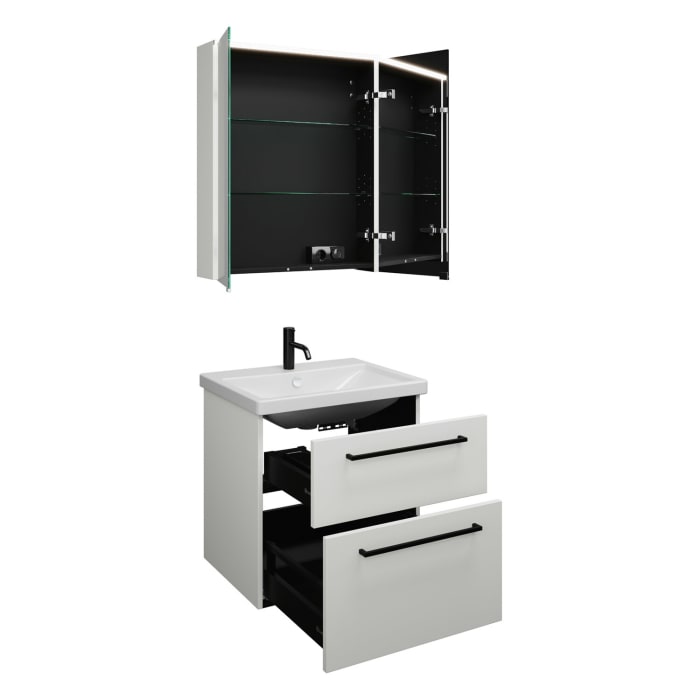 burgbad Eqio Möbelkombination inkl. Keramik-Waschtisch 65 cm, mit Stangengriff G0234