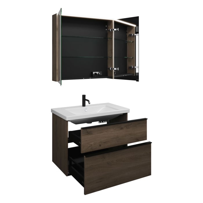 burgbad Eqio Möbelkombination inkl. Keramik-Waschtisch 83 cm, mit Griffleiste G0252