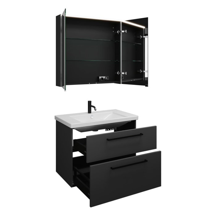 burgbad Eqio Möbelkombination inkl. Keramik-Waschtisch 83 cm, mit Stangengriff G0234