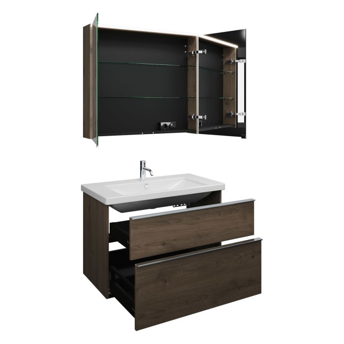 burgbad Eqio Möbelkombination inkl. Keramik-Waschtisch 93 cm, mit Griffleiste G0251