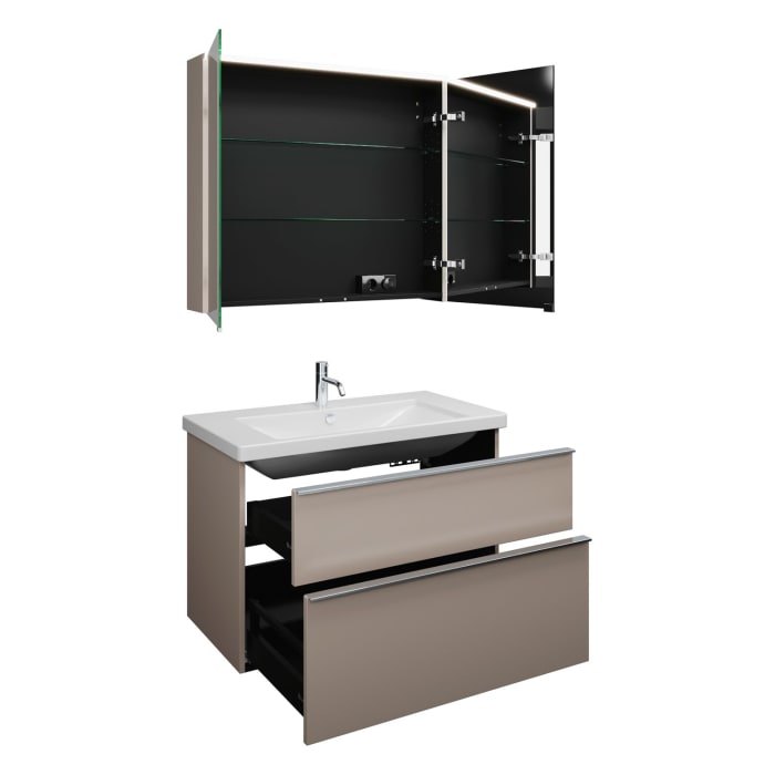 burgbad Eqio Möbelkombination inkl. Keramik-Waschtisch 93 cm, mit Griffleiste G0251