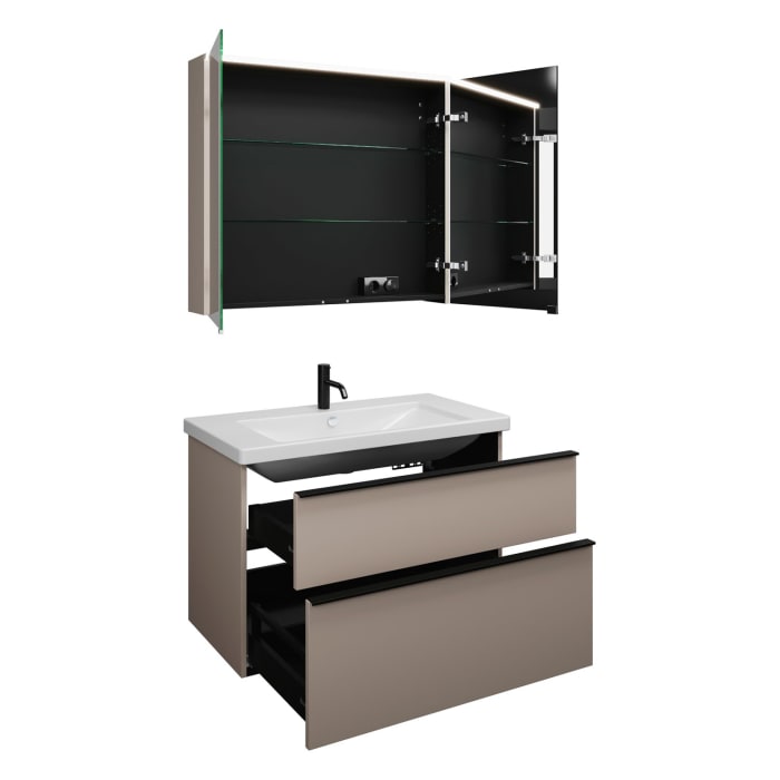 burgbad Eqio Möbelkombination inkl. Keramik-Waschtisch 93 cm, mit Griffleiste G0252