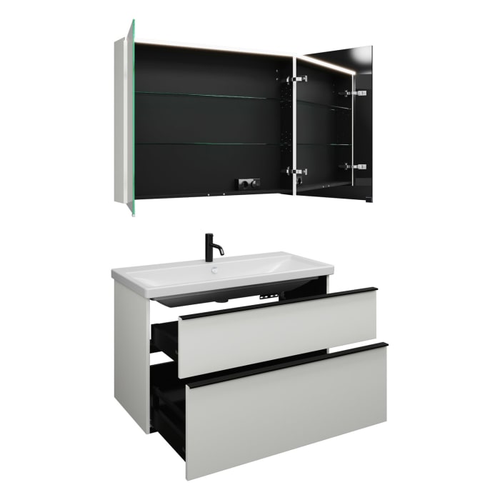 burgbad Eqio Möbelkombination inkl. Keramik-Waschtisch 103 cm, mit Griffleiste G0252