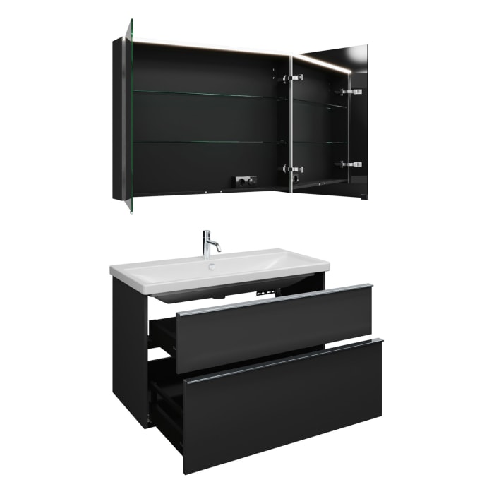 burgbad Eqio Möbelkombination inkl. Keramik-Waschtisch 103 cm, mit Griffleiste G0251