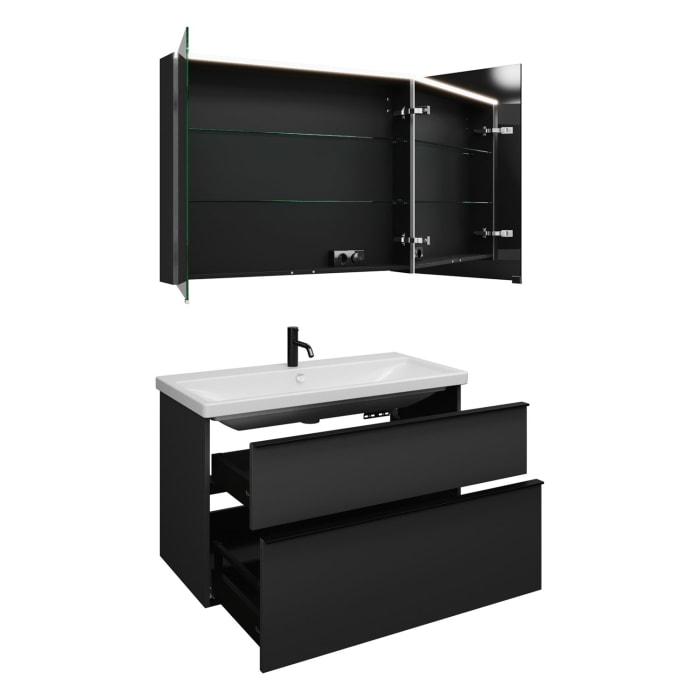 burgbad Eqio Möbelkombination inkl. Keramik-Waschtisch 103 cm, mit Griffleiste G0252