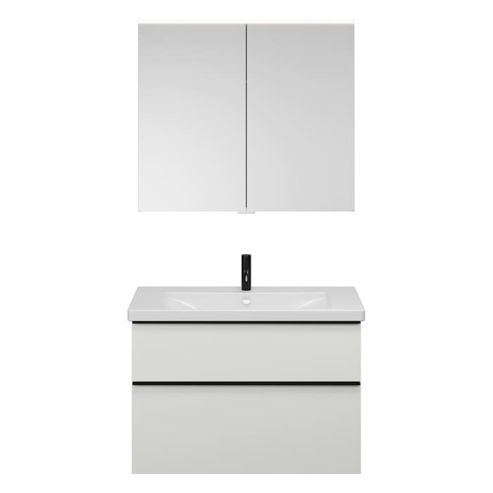 burgbad Eqio Möbelkombination inkl. Keramik-Waschtisch 93 cm, mit Griffleiste G0252