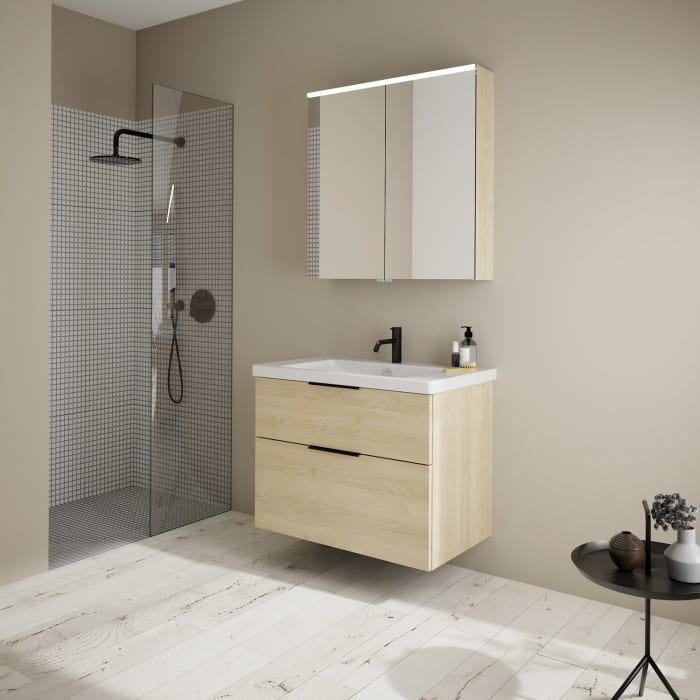 burgbad Eqio Möbelkombination inkl. Keramik-Waschtisch 83 cm, mit Griff G0200