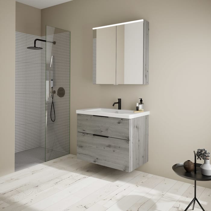 burgbad Eqio Möbelkombination inkl. Keramik-Waschtisch 83 cm, mit Griff G0200