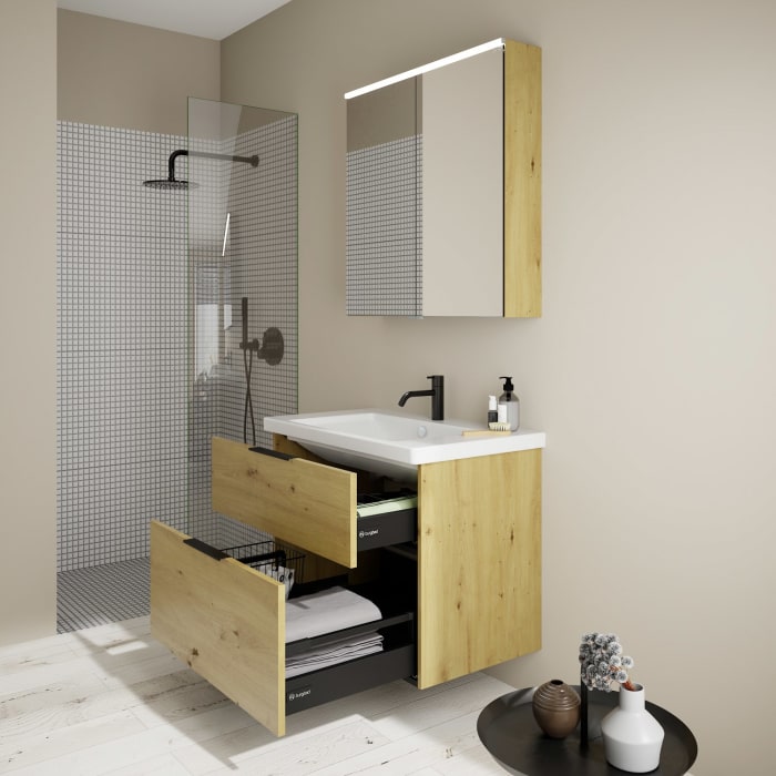 burgbad Eqio Möbelkombination inkl. Keramik-Waschtisch 83 cm, mit Griff G0200