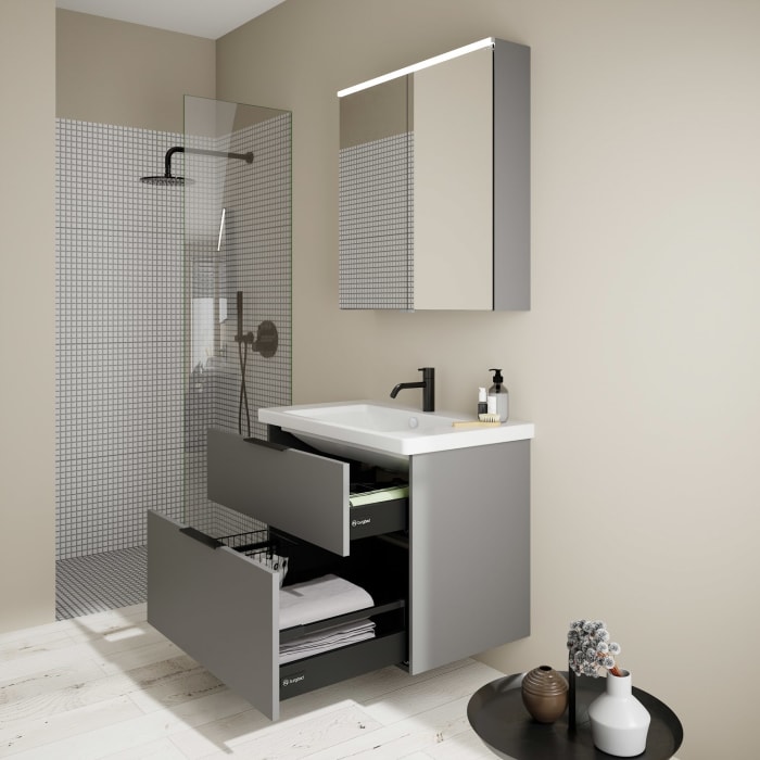 burgbad Eqio Möbelkombination inkl. Keramik-Waschtisch 83 cm, mit Griff G0200