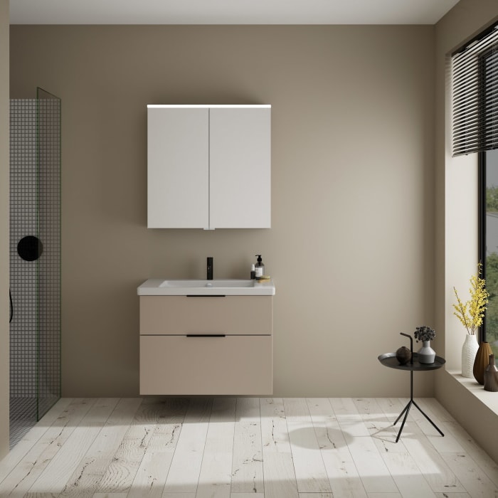 burgbad Eqio Möbelkombination inkl. Keramik-Waschtisch 83 cm, mit Griff G0200