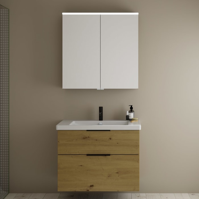 burgbad Eqio Möbelkombination inkl. Keramik-Waschtisch 83 cm, mit Griff G0200