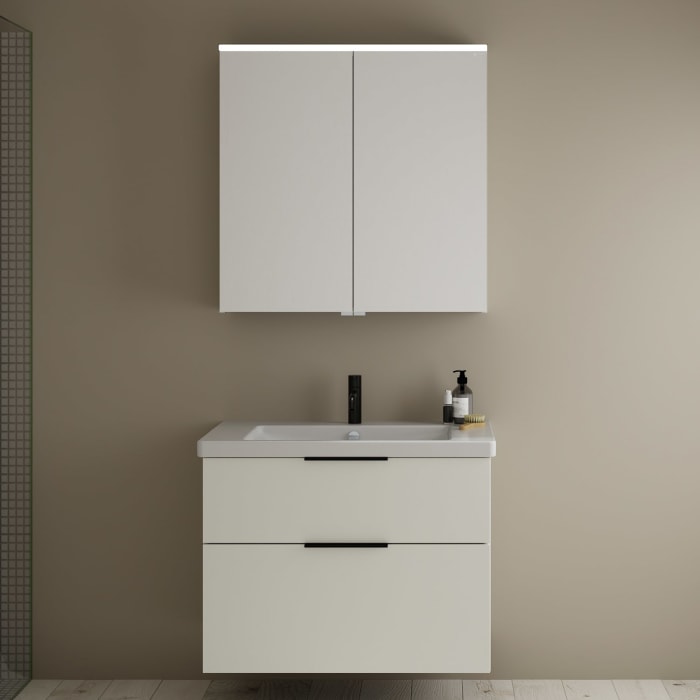 burgbad Eqio Möbelkombination inkl. Keramik-Waschtisch 83 cm, mit Griff G0200