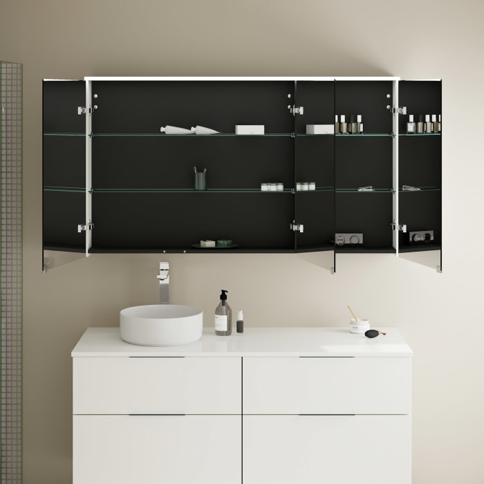 burgbad Eqio Spiegelschrank mit LED-Aufsatzleuchte 140 cm Links