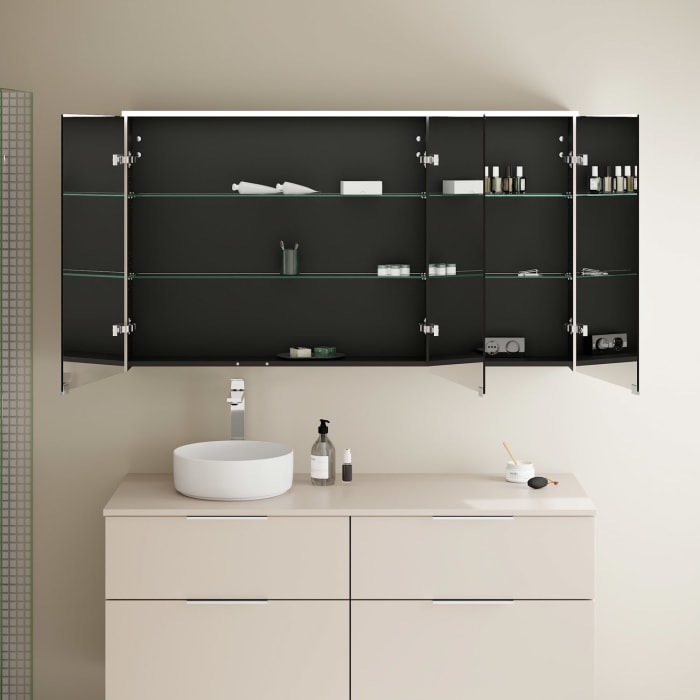 burgbad Eqio Spiegelschrank mit LED-Aufsatzleuchte 140 cm Links