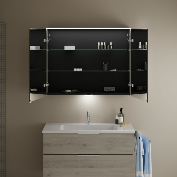 burgbad Eqio Spiegelschrank mit LED-Aufsatzleuchte und LED-Waschtischbeleuchtung 100 cm