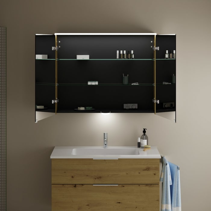 burgbad Eqio Spiegelschrank mit LED-Aufsatzleuchte und LED-Waschtischbeleuchtung 100 cm