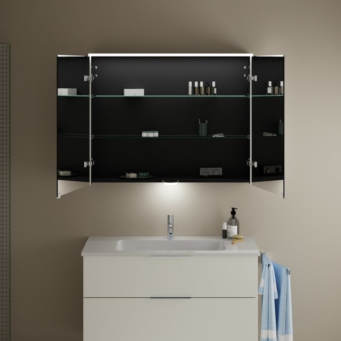 burgbad Eqio Spiegelschrank mit LED-Aufsatzleuchte und LED-Waschtischbeleuchtung 100 cm