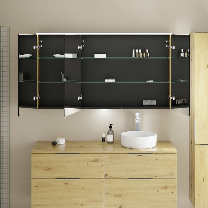 burgbad Eqio Spiegelschrank mit LED-Aufsatzleuchte und LED-Waschtischbeleuchtung 140 cm Rechts