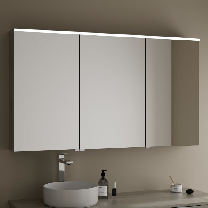 burgbad Eqio Spiegelschrank mit LED-Aufsatzleuchte 140 cm Links