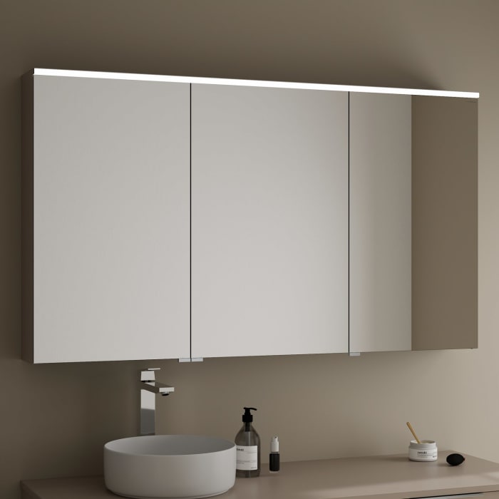 burgbad Eqio Spiegelschrank mit LED-Aufsatzleuchte 140 cm Links