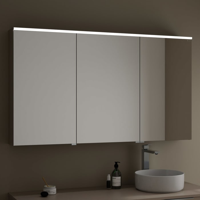 burgbad Eqio Spiegelschrank mit LED-Aufsatzleuchte 140 cm Rechts