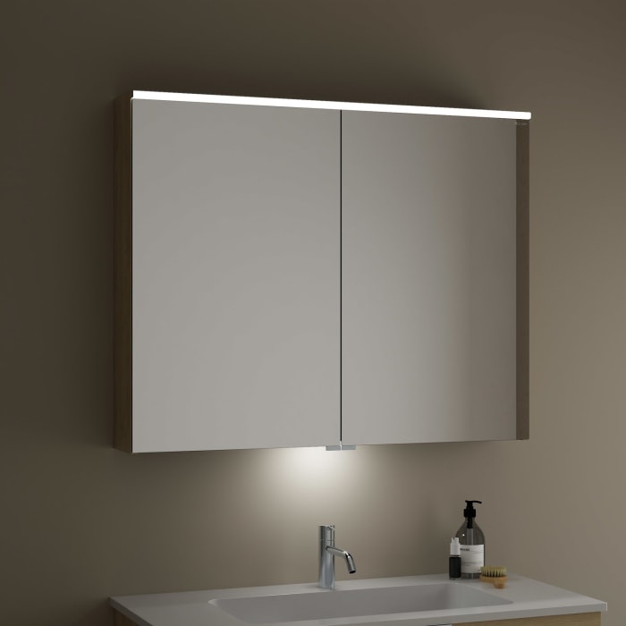 burgbad Eqio Spiegelschrank mit LED-Aufsatzleuchte und LED-Waschtischbeleuchtung 100 cm