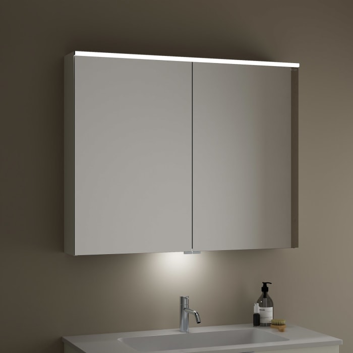 burgbad Eqio Spiegelschrank mit LED-Aufsatzleuchte und LED-Waschtischbeleuchtung 100 cm